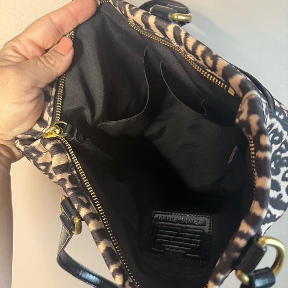 COACH Ocelot Leopard Animal Print Canvas Tote Bag Handbag Purse Tan Brown - Picture 5 of 10